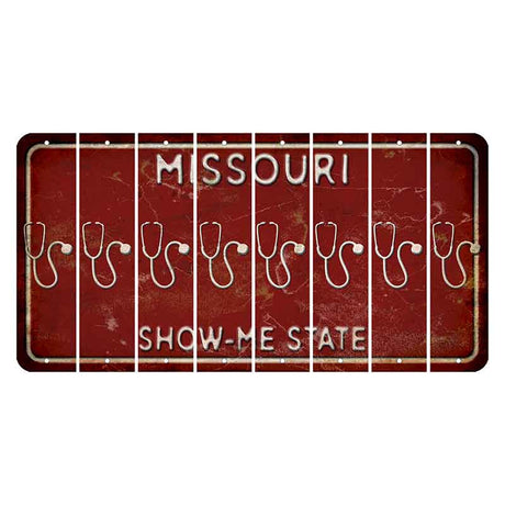 Missouri Maroon Show Me State Cut License Plate Strips (Set of 8) Stethoscope