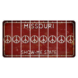 Missouri Maroon Show Me State Cut License Plate Strips (Set of 8) Peace Sign