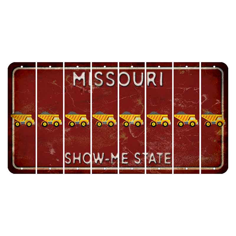 Missouri Maroon Show Me State Cut License Plate Strips (Set of 8) Dump Truck