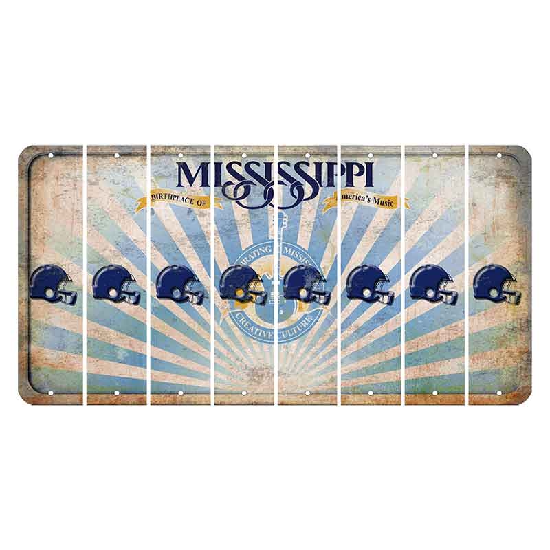 Mississippi Creative Culture Cut License Plate Strips (Set of 8) Football Helmet