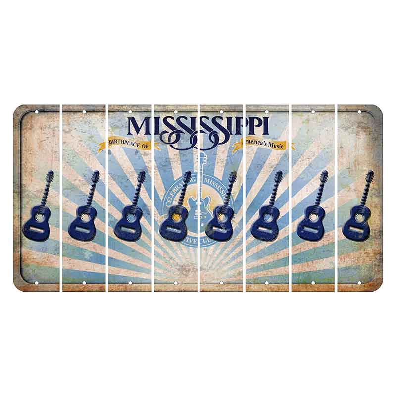 Mississippi Creative Culture Cut License Plate Strips (Set of 8) Guitar