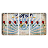 Mississippi Creative Culture Cut License Plate Strips (Set of 8) Red Rose