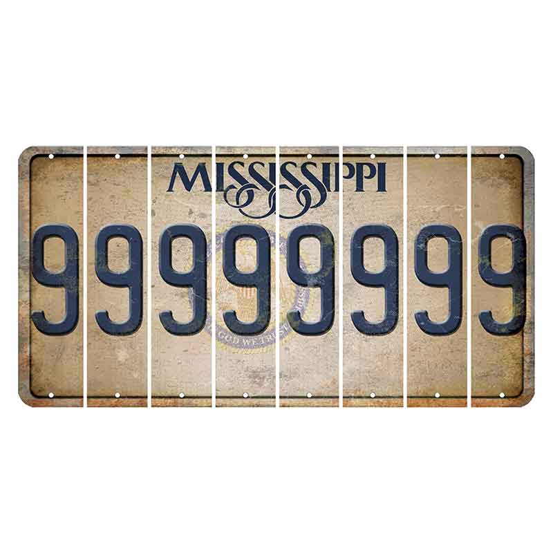 Mississippi State Seal Cut License Plate Strips (Set of 8) 9