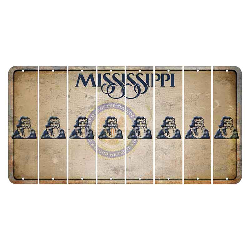 Mississippi State Seal Cut License Plate Strips (Set of 8) Santa Claus