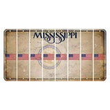 Mississippi State Seal Cut License Plate Strips (Set of 8) American Flag