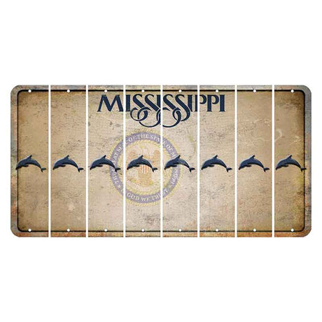 Mississippi State Seal Cut License Plate Strips (Set of 8) Dolphin