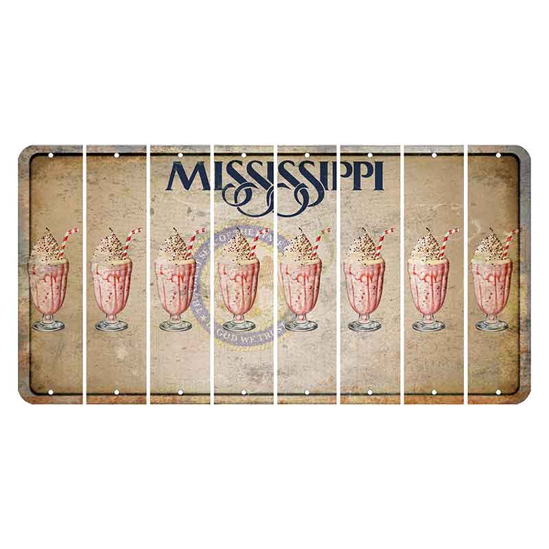 Mississippi State Seal Cut License Plate Strips (Set of 8) Milkshake