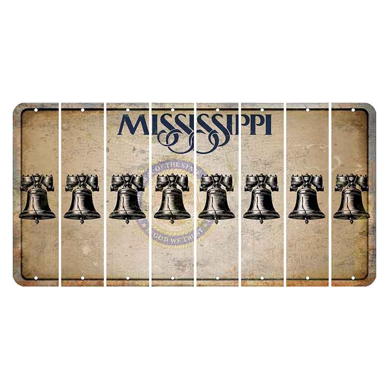 Mississippi State Seal Cut License Plate Strips (Set of 8) Liberty Bell