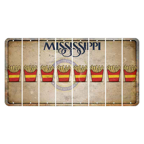 Mississippi State Seal Cut License Plate Strips (Set of 8) French Fries