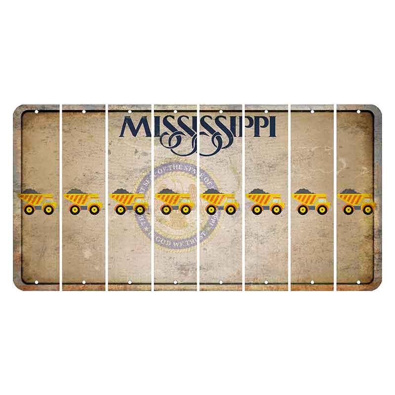 Mississippi State Seal Cut License Plate Strips (Set of 8) Dump Truck