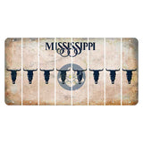 Mississippi Magnolia Blossom Cut License Plate Strips (Set of 8) Cow Skull