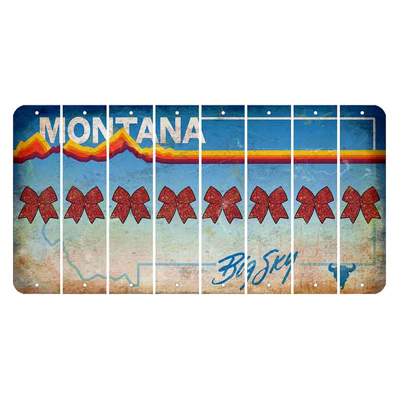 Montana Big Sky Cut License Plate Strips (Set of 8) Cheer Bow