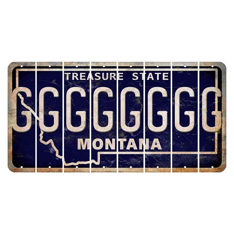 Montana Blue Treasure State Cut License Plate Strips (Set of 8) G