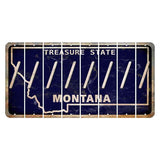 Montana Blue Treasure State Cut License Plate Strips (Set of 8) Forward Slash