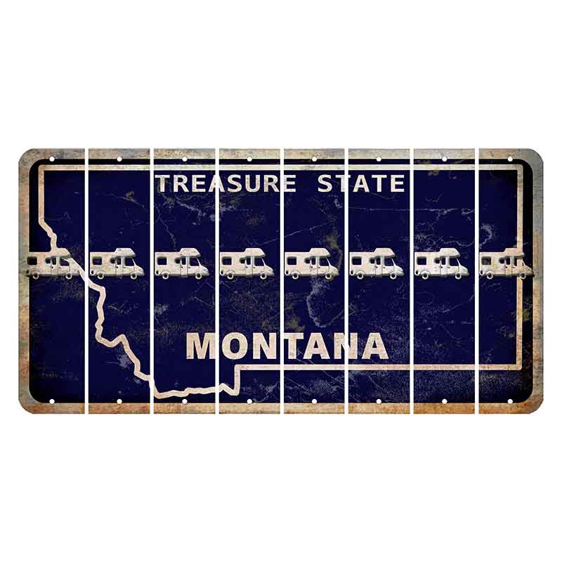 Montana Blue Treasure State Cut License Plate Strips (Set of 8) Camper