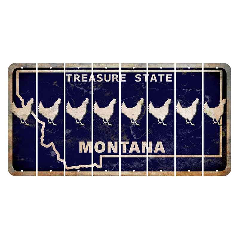 Montana Blue Treasure State Cut License Plate Strips (Set of 8) Chicken