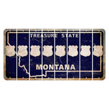 Montana Blue Treasure State Cut License Plate Strips (Set of 8) Police Badge