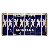 Montana Blue Treasure State Cut License Plate Strips (Set of 8) Fireman with Axe