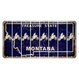 Montana Blue Treasure State Cut License Plate Strips (Set of 8) Dirtbike Rider
