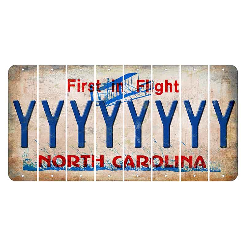 North Carolina First in Flight Cut License Plate Strips (Set of 8) Y