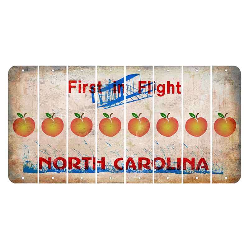 North Carolina First in Flight Cut License Plate Strips (Set of 8) Peach
