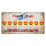 North Carolina First in Flight Cut License Plate Strips (Set of 8) Emoji - Heart Eyes