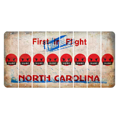 North Carolina First in Flight Cut License Plate Strips (Set of 8) Emoji - Pissed