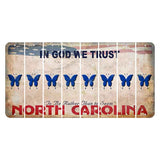 North Carolina In God We Trust Cut License Plate Strips (Set of 8) Butterfly
