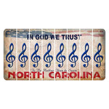 North Carolina In God We Trust Cut License Plate Strips (Set of 8) Music Note