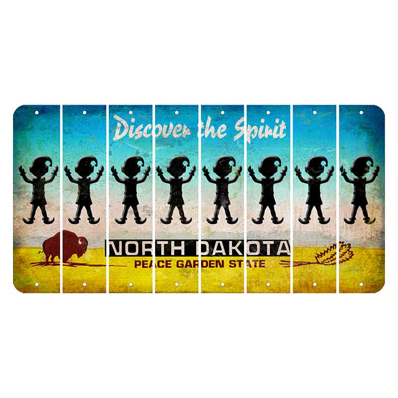 North Dakota Discover the Spirit Cut License Plate Strips (Set of 8) Elf