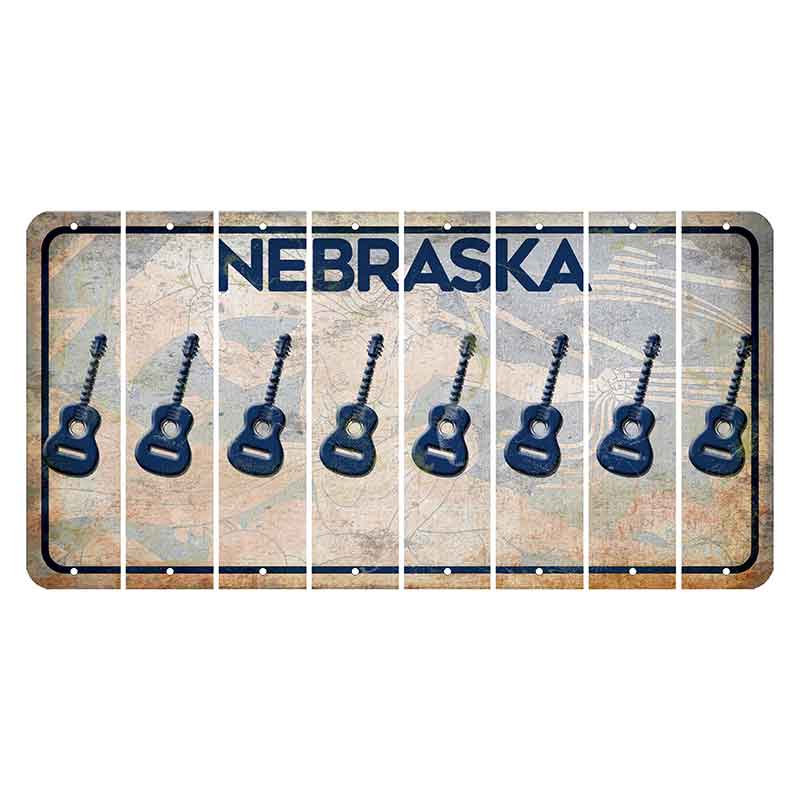 Nebraska Genius of Creative Energy Cut License Plate Strips (Set of 8) Guitar
