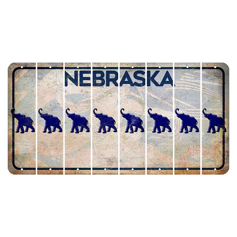 Nebraska Genius of Creative Energy Cut License Plate Strips (Set of 8) Elephant