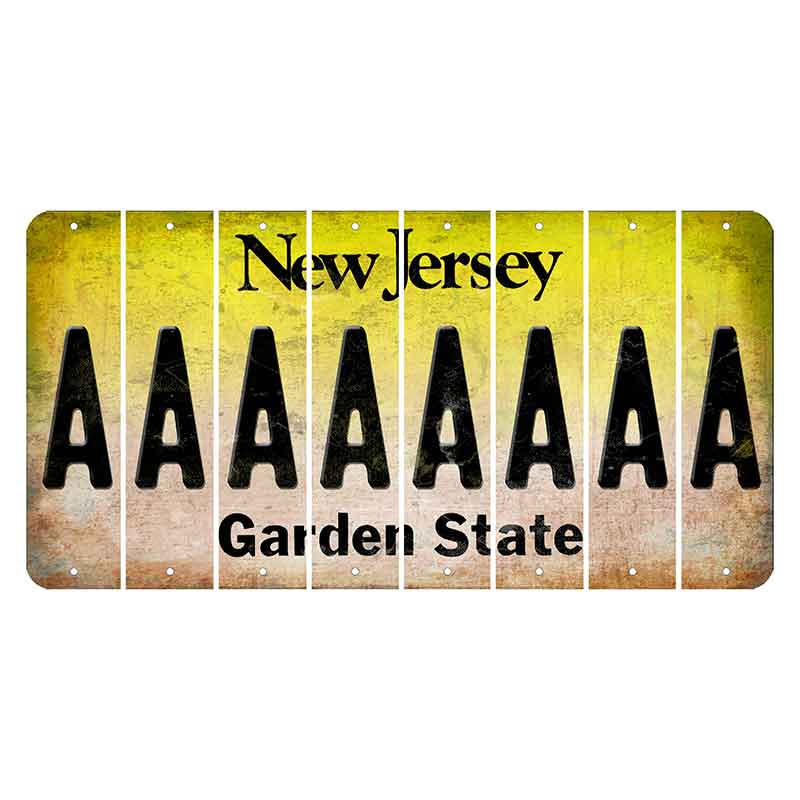 New Jersey Yellow Garden State Cut License Plate Strips (Set of 8) A