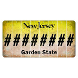 New Jersey Yellow Garden State Cut License Plate Strips (Set of 8) Hashtag