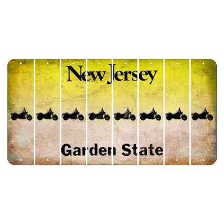 New Jersey Yellow Garden State Cut License Plate Strips (Set of 8) Motorcycle