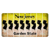 New Jersey Yellow Garden State Cut License Plate Strips (Set of 8) State Silhouette