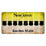 New Jersey Yellow Garden State Cut License Plate Strips (Set of 8) Police Badge
