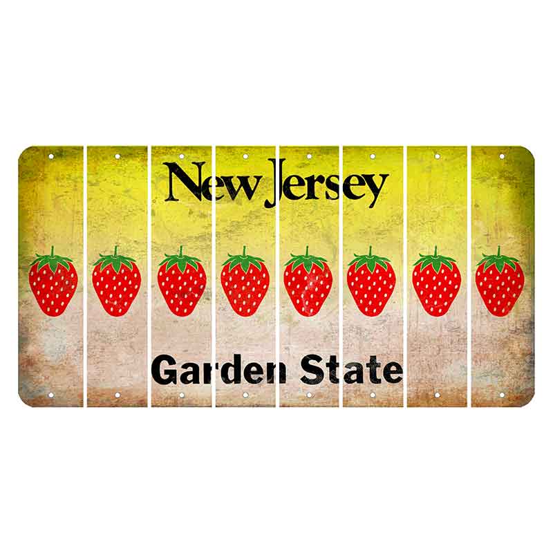 New Jersey Yellow Garden State Cut License Plate Strips (Set of 8) Strawberry