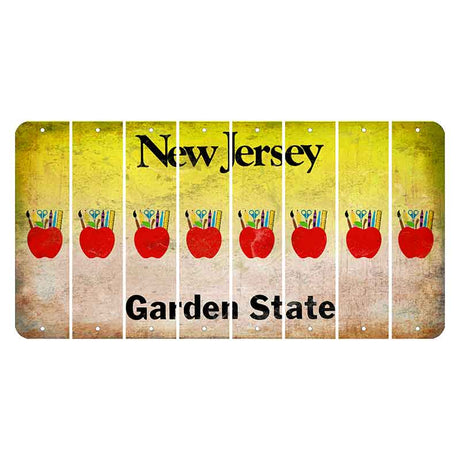 New Jersey Yellow Garden State Cut License Plate Strips (Set of 8) Teacher Apple