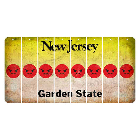 New Jersey Yellow Garden State Cut License Plate Strips (Set of 8) Emoji - Angry