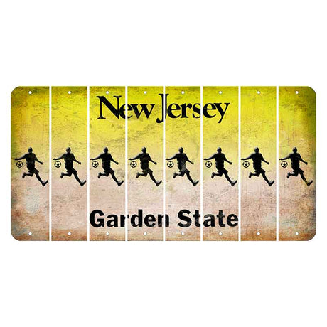 New Jersey Yellow Garden State Cut License Plate Strips (Set of 8) Soccer Player