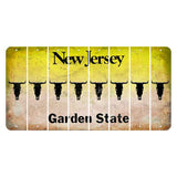 New Jersey Yellow Garden State Cut License Plate Strips (Set of 8) Cow Skull