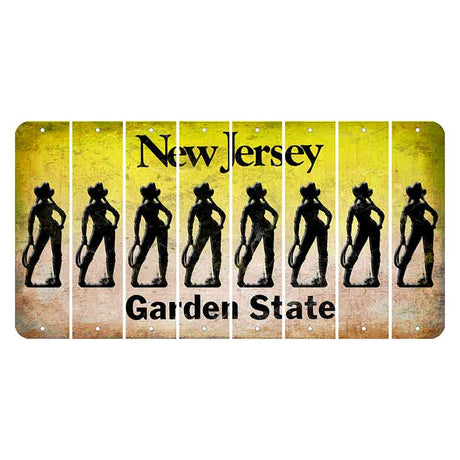 New Jersey Yellow Garden State Cut License Plate Strips (Set of 8) Cowgirl