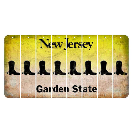 New Jersey Yellow Garden State Cut License Plate Strips (Set of 8) Cowboy Boot