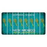 New Mexico Teal Centennial Cut License Plate Strips (Set of 8) Tennis Racket