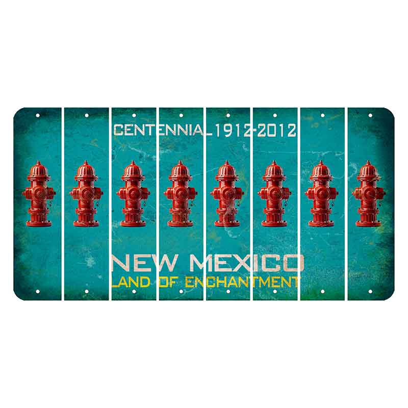 New Mexico Teal Centennial Cut License Plate Strips (Set of 8) Fire Hydrant