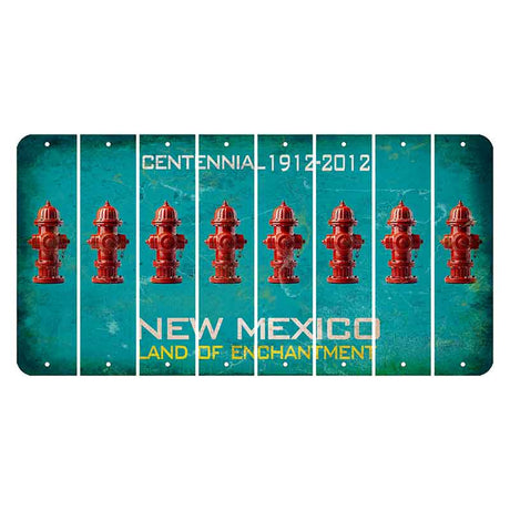 New Mexico Teal Centennial Cut License Plate Strips (Set of 8) Fire Hydrant