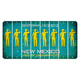 New Mexico Teal Centennial Cut License Plate Strips (Set of 8) Police Officer