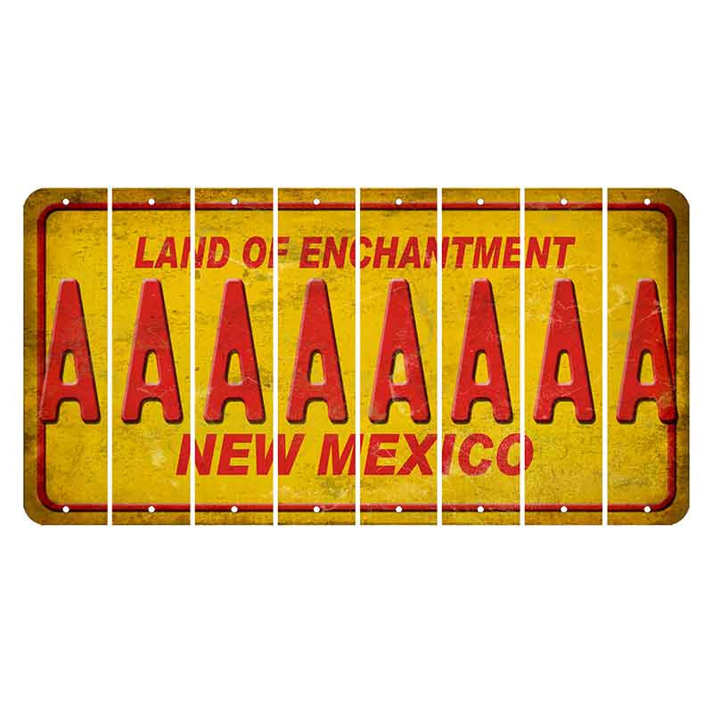 New Mexico Yellow Land of Enchantment Cut License Plate Strips (Set of 8) A