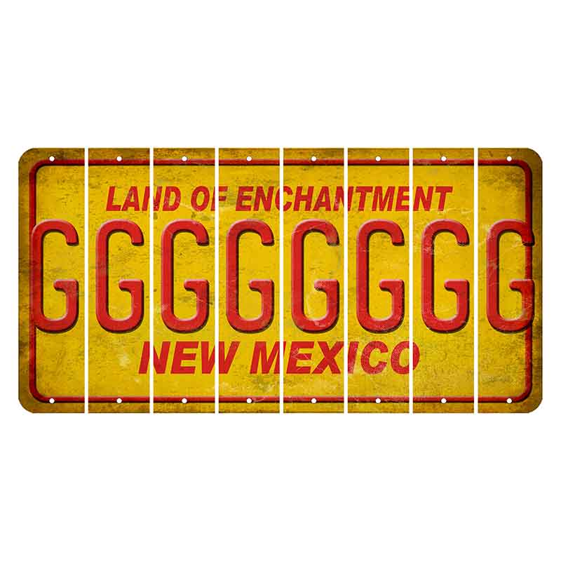 New Mexico Yellow Land of Enchantment Cut License Plate Strips (Set of 8) G